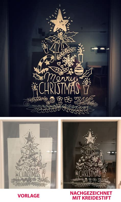 8 vorlagen und 1 kreidestift lassen fantastische fensterbilder entstehen. XMAS TREE Kreidestift Chalk Marker Window Fenster Weihnachten #feiertageundanlässe ...