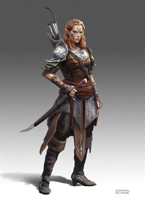 Elf Ranger Conor Burke Warrior Woman Concept Art Characters