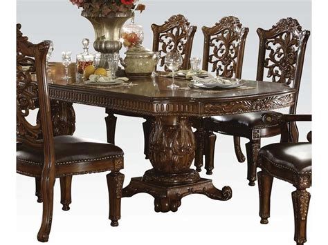 Buy Acme Vendome 60000 Dining Table Set 7 Pcs In Cherry Leather Online