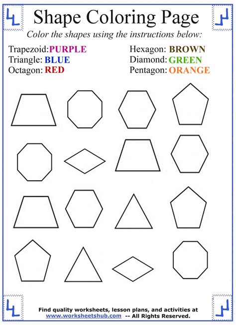 Color By Shapes Worksheets