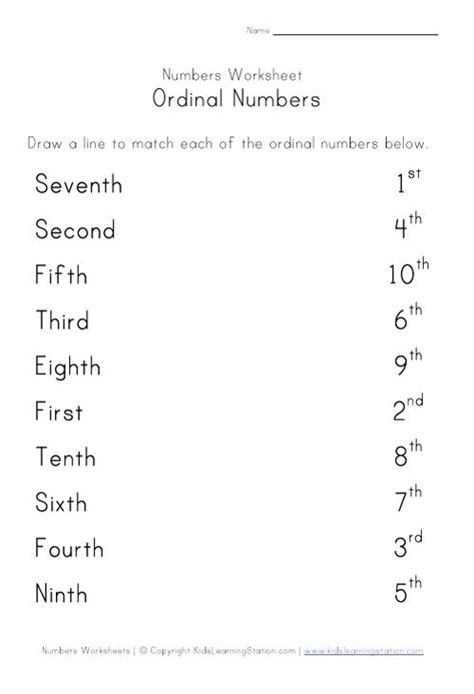 Ordinal Numbers 3rd Grade Worksheet