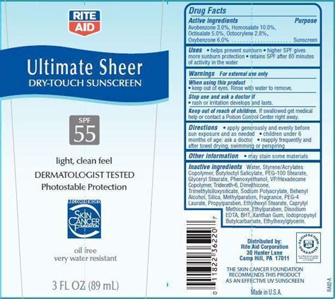 Rite Aid Ultimate Sheer Information Side Effects Warnings And Recalls