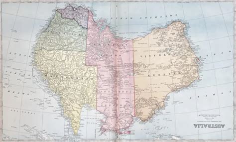 Original Antique Map Map Of Australia New South Wales Victoria