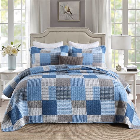 Buy Queen Size Bedspreads Quilt Set Queen Cotton Patchwork Plaid Quilt