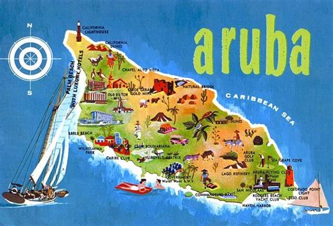 Aruba Map Card Postcard Aruba Map Aruba Vacations Aruba Honeymoon