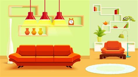 Free Vector Living Room Interior Illustration