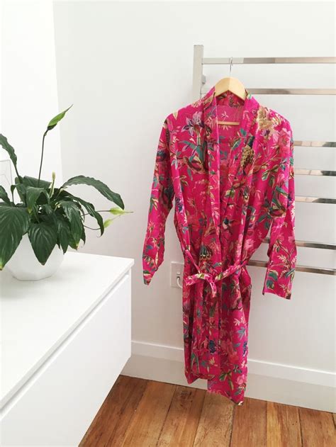 Hot Pink Paradise Kimono Robe Light And Luxurious Kimono Hot Pink