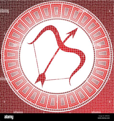 Element Fire Sagittarius Zodiac Sign On A Mosaic Stock Vector Image