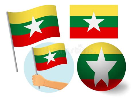 Myanmar Flag Icon Set Stock Illustration Illustration Of Sign 155975164