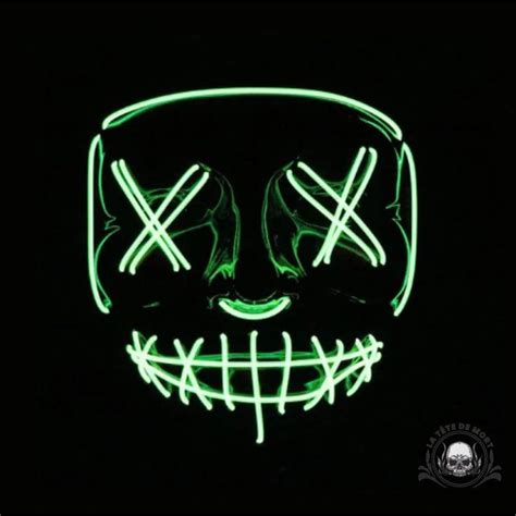 Masque Led Halloween TÊte De Mort Sourire Vert Fluo Led Mask Light