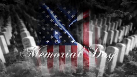 Memorial Day United States Of America American Flag With Cemetery And