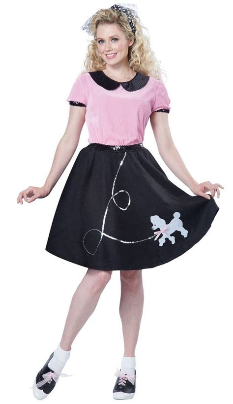 Womens 50s Sock Hop Costume 1950s Poodle Skirt Dress Up Outfit