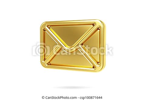 3d Gold Mail Icon Isolated On White Background Envelope Sign Email