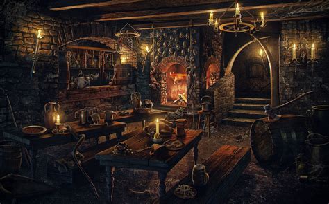 Inn Andrew Krivulya Fantasy Rooms Tavern Art