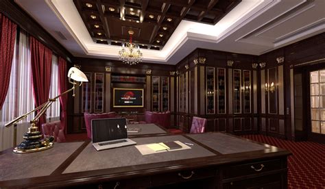 Vicwork Studio Study Room With Home Library Interior In Classic Style