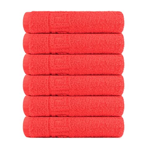 6 Piece 100 Cotton Handbath Towel With Color Options Red Hand 16x28