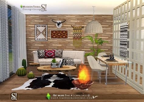 Modern Tribal Dining At Simcredible Designs 4 Sims 4 Updates
