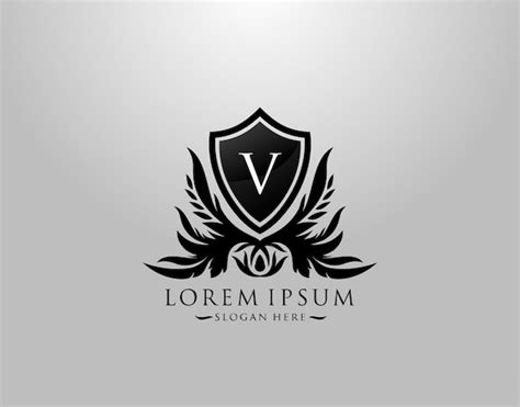 Premium Vector V Letter Logo Inital V Majestic King Shield Black