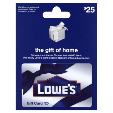 Check spelling or type a new query. Fred Meyer - Lowe's $25 Gift Card - After Pickup, visit us online to activate and add value, $0 ...