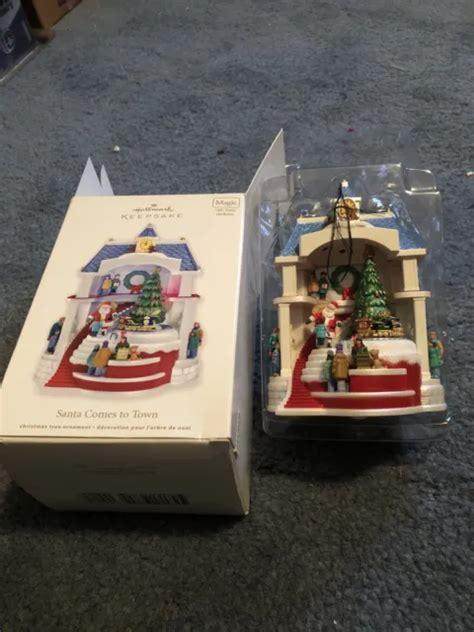 Hallmark Keepsake Magic Light Sound And Motion Santa Comes To Town Ornament 10000 Picclick