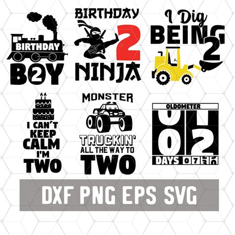 Funny Boys 2nd Birthday 2 Years Svg Birthday 2 Png Etsy Australia