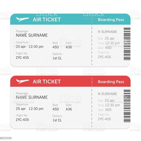 Set Of The Airline Boarding Pass Tickets Stock Illustration Download