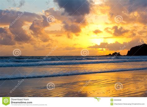 Tropical Beach Sunset Sky With Lighted Clouds Royalty Free Stock Photos Image 26099808