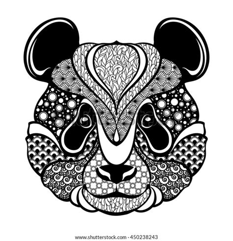 Ornamental Patterned Head Panda Zentangle Doodle Image Vectorielle De