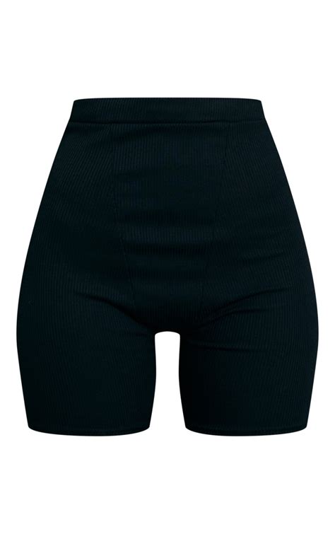 black ribbed cycle shorts co ords prettylittlething aus