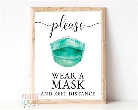 Printable Sign Social Distancing Sign Face Mask Required Wear A Mask