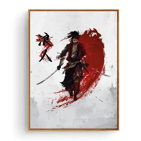 Japanese Samurai Cherry Blossoms Posters And Prints Wall Art Canvas