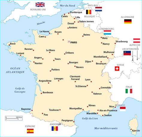Carte des principales villes de france image result for carte de france avec nom des grandes villes france: Carte De France Avec Villes Principales Et Fleuves ...