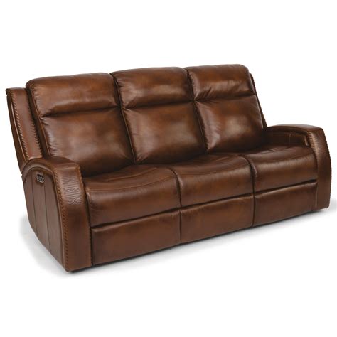 Flexsteel Latitudes Mustang Rustic Leather Power Reclining Sofa With