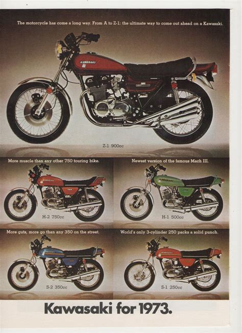 What i received about a year ago as a worn out trail bike is now something very different. 1973 Kawasaki Motorcycles All Models 2 Page Advertisement ...