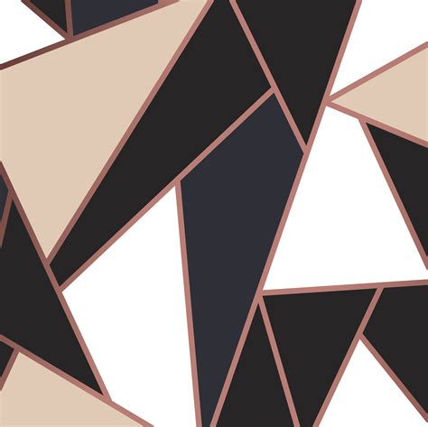 Modern Mosaic Wallpaper In Rose Gold Cream And Black
