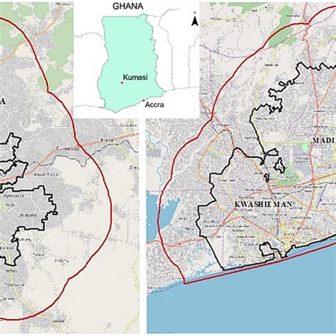 Study Area Map For Accra Left And Kumasi Right Base Map Source