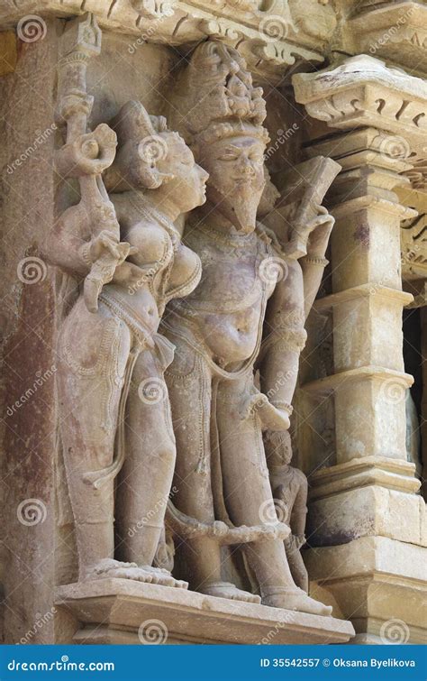 Stone Carved Erotic Bas Relief In Hindu Temple In Khajuraho Ind Stock Image Image Of Ornate