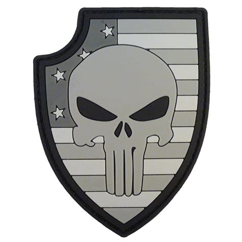 Punisher Skull Shield American Flag Pvc Rubber 3d Acu Gray 2after1