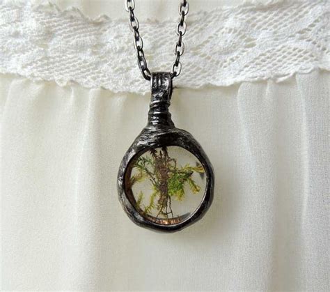 Terrarium Jewelry Tiny Real Moss Necklace Terrarium Necklace Dried