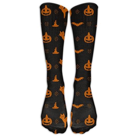 zdtsqwy unisex halloween pumpkin cat sport knee high socks running crew socks halloween
