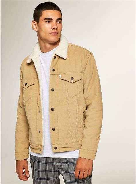 Levis Brown Corduroy Sherpa Lined Denim Jacket Mens Coats And Jackets Clothing Topman