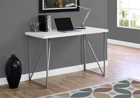 Monarch Computer Desk 48l White Silver Metal I 7376 Comstrom