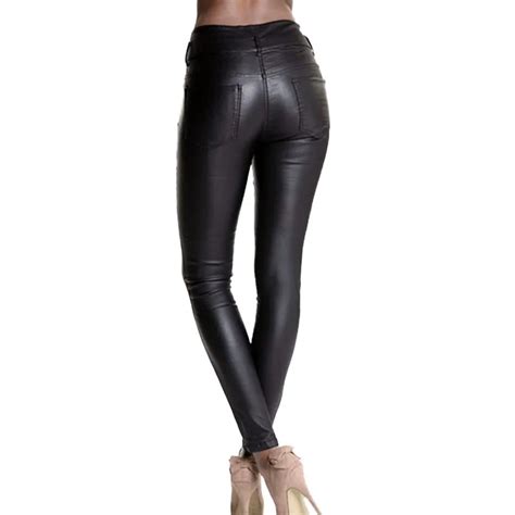 Women High Waisted Leather Pants Fashion Leather Trousers For Women