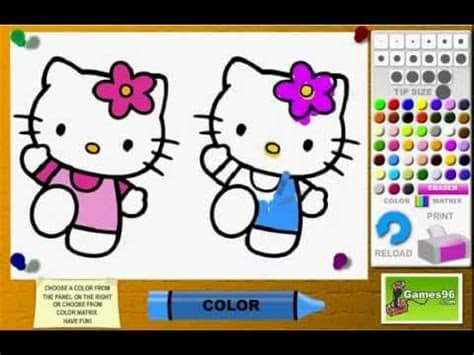 Como un amante de hello kitty, quieres ver el gatito en tu habitación, ¿no? Juego: Colorear Hello Kitty - YouTube