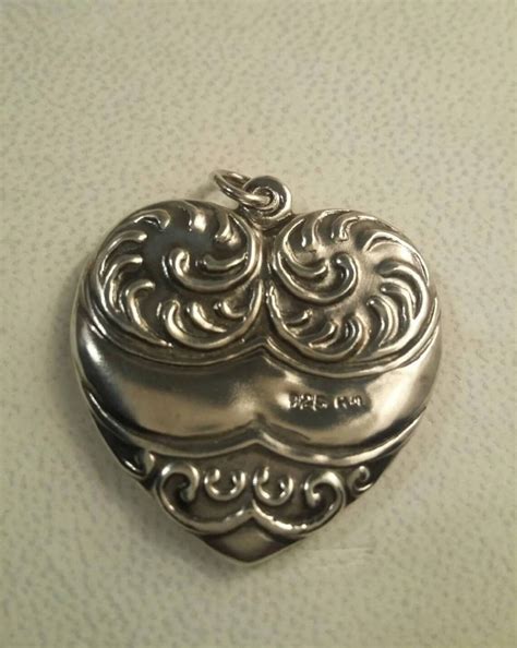 Vintage Sterling Silver Heart Pendant Signed Mm Etsy