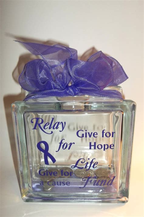Relay For Life Glass Block Bank Etsy Relay Relay For Life Fundraising