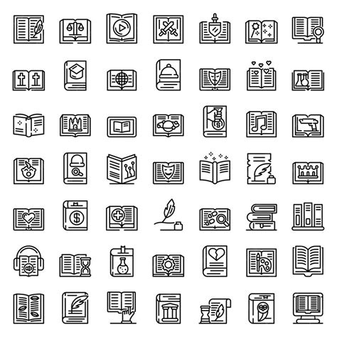 Premium Vector Literary Genres Icons Set Outline Style