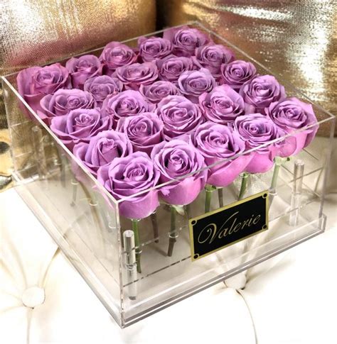Lavender Roses Clear Flower Box Houston
