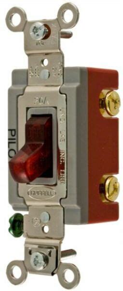 Hubbell 1221 Plz Red Industrial Toggle Switch 120v 20 Amp Pilot Light