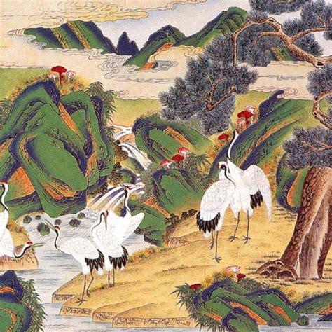 Minwhakorean Folk Art Pines And Cranes By Kimsingu On Deviantart